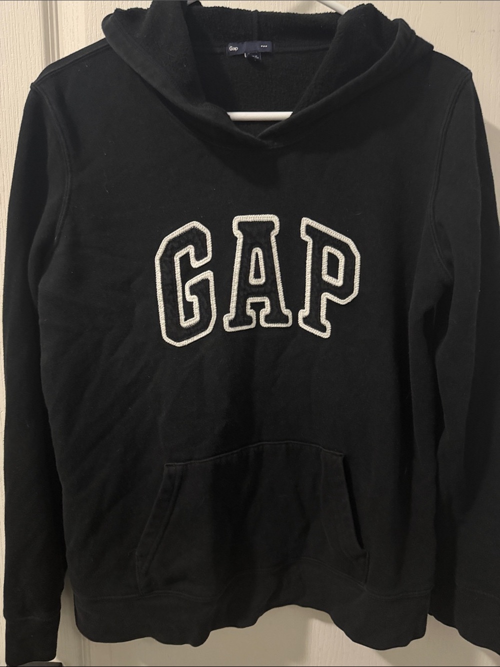 GAP Black Hoodie with White Appliqué Logo